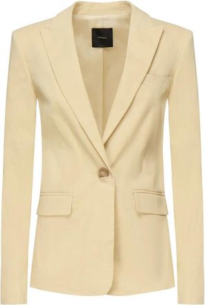Pinko Balanced Linnen Stretch Jas - Dames - Blazers - Beige - L - Linnen - Jassen