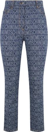 Moschino Stretch Geometric Pants - Dames - Slim Fit Jeans - Blauw - 2XS - Katoen - Jeans