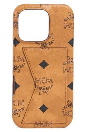 MCM Monogram iPhone 16 Pro Case in Cognac at Nordstrom Rack