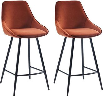 Vente-Unique Juego de 2 taburetes de bar - Terciopelo - Terracota - MASURIE