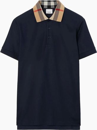 Burberry Mens Burberry Vintage Check Print Collar Polo Shirt Navy blue - Size: 42
