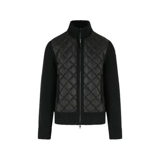 Moncler Quilted-front Ribbed Cardigan