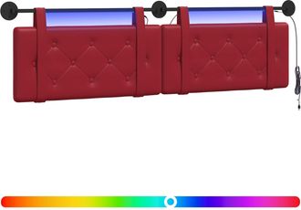 vidaXL Cabecero Colgante Con Luz Led Rojo Vino Cuero Sint&eacute;tico Vidaxl