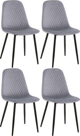 Clp Clp - Set De 4 Sillas De Comedor Giverny En Tela O Terciopelo Gris Terciopelo