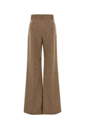 Valentino Garavani Womens Melange Sand Wool Palazzo Pant Avoriobeige Exterior: Virgin Pantaloni