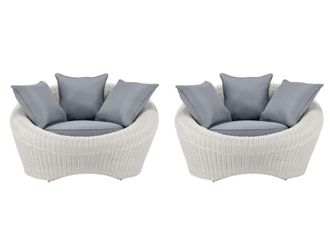 VENTE-UNIQUE.COM Lote de 2 sillones de jard&iacute;n resina marfil