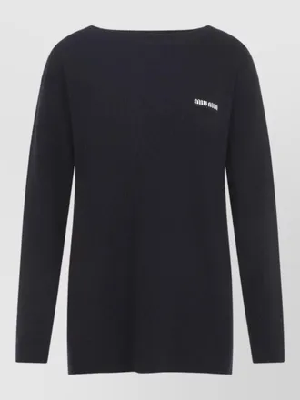 Miu Miu boat neck wool sweater relaxed silhouette