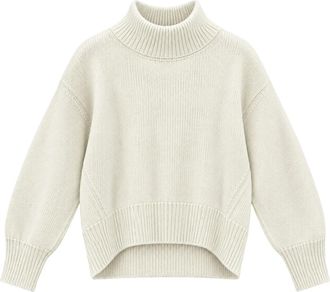 Meimeij Maglione Dolcevita a Coste - - Knitwear - Donna - Beige - M