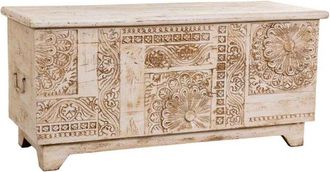 Wanderlust Deco Mesa De Centro De Madera Artesanal Beige 100x40x46h Cm
