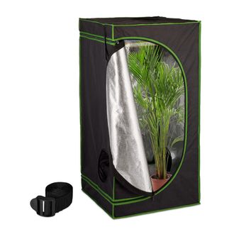 Relaxdays Relaxdays Armario Cultivo Indoor, Carpa Invernadero Interior, Plantas Y Hierbas, Opaco, 120 X 60 X 60 Cm, Negro Y Verde