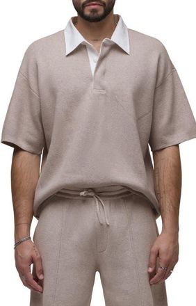 Hudson Contrast Collar Cotton & Cashmere Polo in Florence at Nordstrom, Size X-Large
