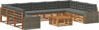 vidaXL Conjunto De Sof&aacute;s De Exterior 10 Uds. Natural Y Antracita Vidaxl