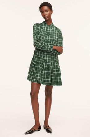 Rebecca Taylor Windowpane Silk Pleated Shirt Dress