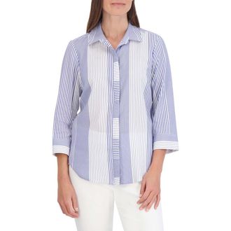 Foxcroft Luna Stripe Shirt in Sapphire at Nordstrom Rack, Size 10