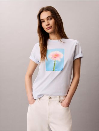 Calvin Klein Jeans Calvin Klein Womens Daisy Graphic Classic T-Shirt - Blue - XL