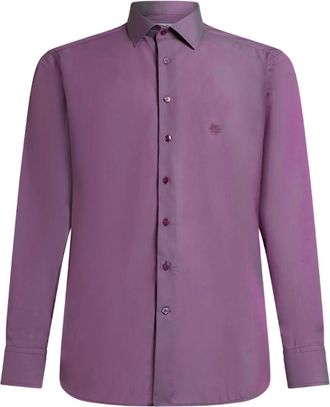 Etro Overhemd met geborduurd logo - Paars