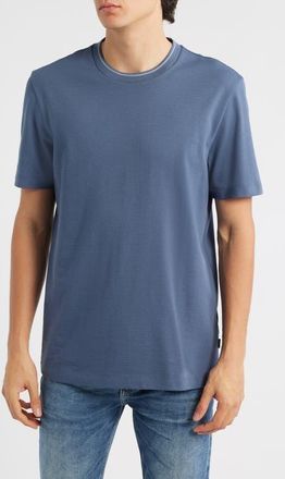 BOSS Thompson Tipped Cotton Blend T-Shirt in Open Blue at Nordstrom, Size Xx-Large