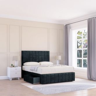 Sloomy California Divan Bed Base Slate Naples No Drawers 12 Footboard & 54 Floor Standing Headboard in Black | Size: Double