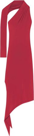 Courr&egrave;ges One Shoulder Cr&ecirc;pe Jurk met Asymmetrische Zoomlijn - Dames - Feestkleedjes - Rood - XS - Kleedjes