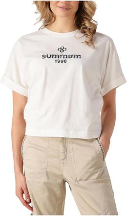 Summum Tops, Dames, Wit, M, Boxy Artwork Tee Casual Top