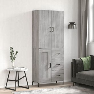 vidaXL Vidaxl - Aparador Alto Madera Contrachapada Gris Sonoma 69,5x34x180 Cm