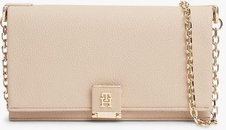 Tommy Hilfiger Womens Monogram Clasp Chain Strap Crossbody Bag - Pink