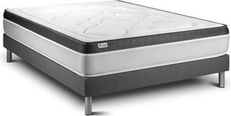 VITALIT Somier gris + colch&oacute;n con espuma viscoel&aacute;stica 140 x 190