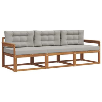vidaXL Conjunto De Sof&aacute;s De Exterior 3 Pcs Gris Natural Y Claro Vidaxl