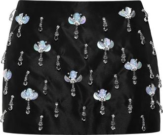 Anouki Mini-rok verfraaid met kristallen - Zwart