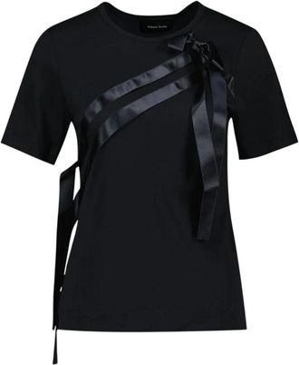 Simone Rocha Bow Sash Easy T-Shirt - Dames - T-shirts - Zwart - S - Polyester - Tops