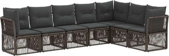 vidaXL Conjunto De Sof&aacute;s De Jard&iacute;n 7 Uds. Gris Rat&aacute;n Sint&eacute;tico Vidaxl