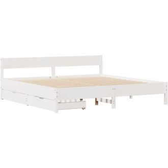 vidaXL Vidaxl - Estructura De Cama Sin Colch&oacute;n Madera Maciza Blanca 200x200 Cm