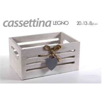Trade Shop Trade Shop - Cassettina Porta Oggetti In Legno Con Manici Decoro Cuore 20x13x8,5 Cm 738258