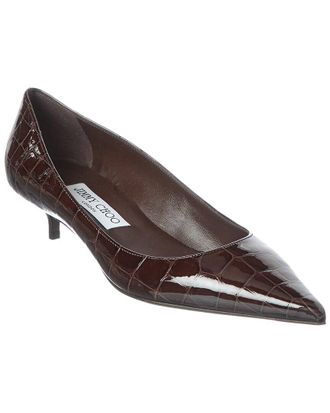 Jimmy Choo London Amelia Croc-Embossed Patent Pump