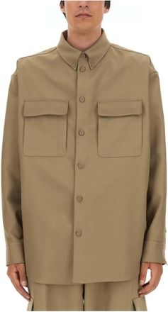 Off-white Oversize Fit Shirt - Heren - Casual Overhemden - Beige - M - Polyester - Overhemden