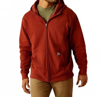 Ariat Mens Rebar Workman Born Hoodie In Burnt_Henna