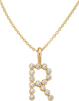 Made by Mary CZ Poppy Initial Necklace in Gold Vermeil Initial R at Nordstrom