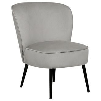 Beliani Beliani - Sill&oacute;n Decorativo Acolchado Sin Reposabrazos Sala De Estar Terciopelo Gris Claro Voss