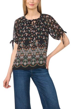 CeCe by Cynthia Steffe Floral Print Raglan Top in Alpine Green at Nordstrom, Size Xx-Large