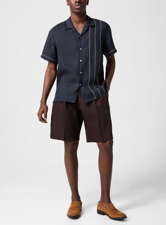Paul Smith Mens Cross-stitched pure linen cabana shirt