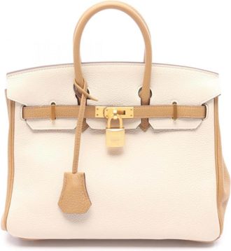 Herm&egrave;s Herm&egrave;s Togo Birkin 25 in Caramel Brown and Cream with Gold Hardware