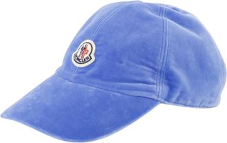 Moncler Velvet Cap met Logo Patch - Dames - Petten - Blauw - ONE Size - Accessoires