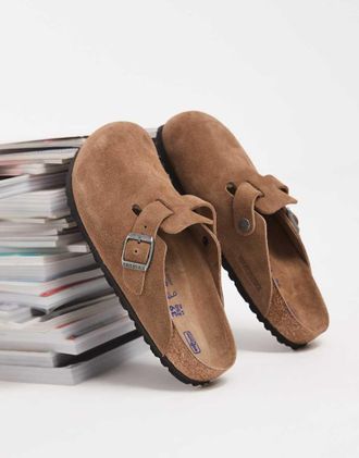 Birkenstock Boston - Zoccoli in camoscio color t&egrave; scuro-Marrone