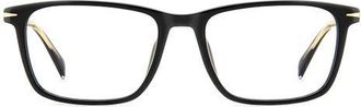 David Beckham 57mm Rectangular Optical Glasses in Black at Nordstrom