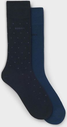 HUGO BOSS Mens BOSS Orange 2-Pack RS MiniDot Regular-Length Socks with Logos - Dark Blue 401 - Navy - Size: 6/6.5/7.5/7/11/10/8/8.5/12/9.5/9/11.5/10.5