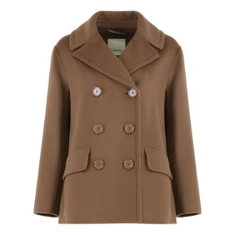 Max Mara Jassen, Dames, Bruin, 2Xs, Wol, Wollen Laken Pea Coat