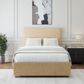 Bedmaster Linen 2 Drawer Divan Base & Plain Headboard in Natural | Size: King