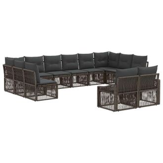 vidaXL Conjunto De Sof&aacute;s De Jard&iacute;n 12 Pcs Gris Rat&aacute;n Sint&eacute;tico Vidaxl