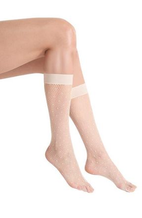 Wolford Dot Net Knee High Socks in Buttercream at Nordstrom