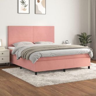 vidaXL Vidaxl - Cama Box Spring Con Colch&oacute;n Terciopelo Rosa 160x200 Cm